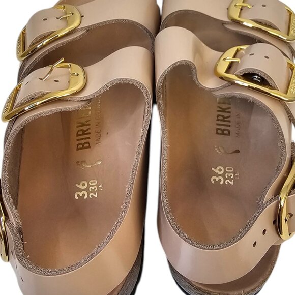 Birkenstock Milano Big Buckle High Shine Sandals, Leather, Light Sand, Size 36/5 - Picture 3 of 9